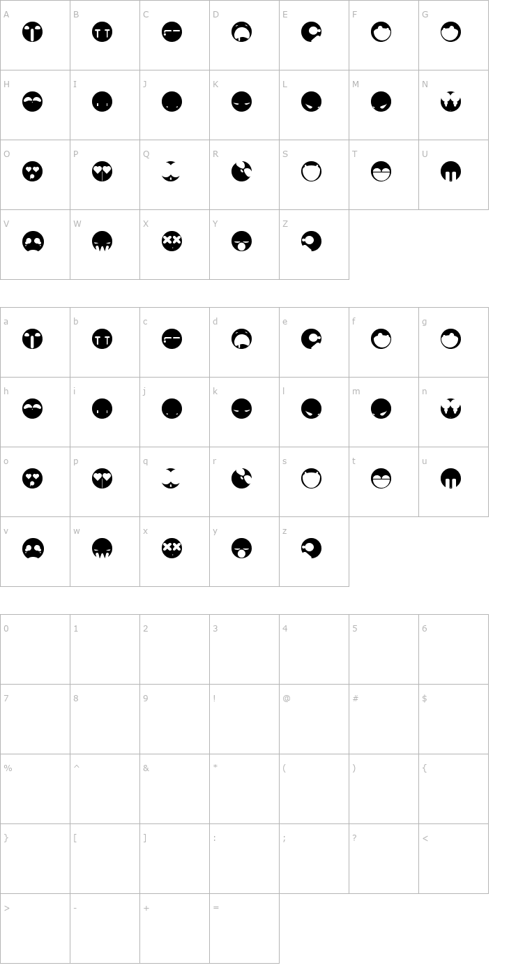 Character Map Aaronfaces Font