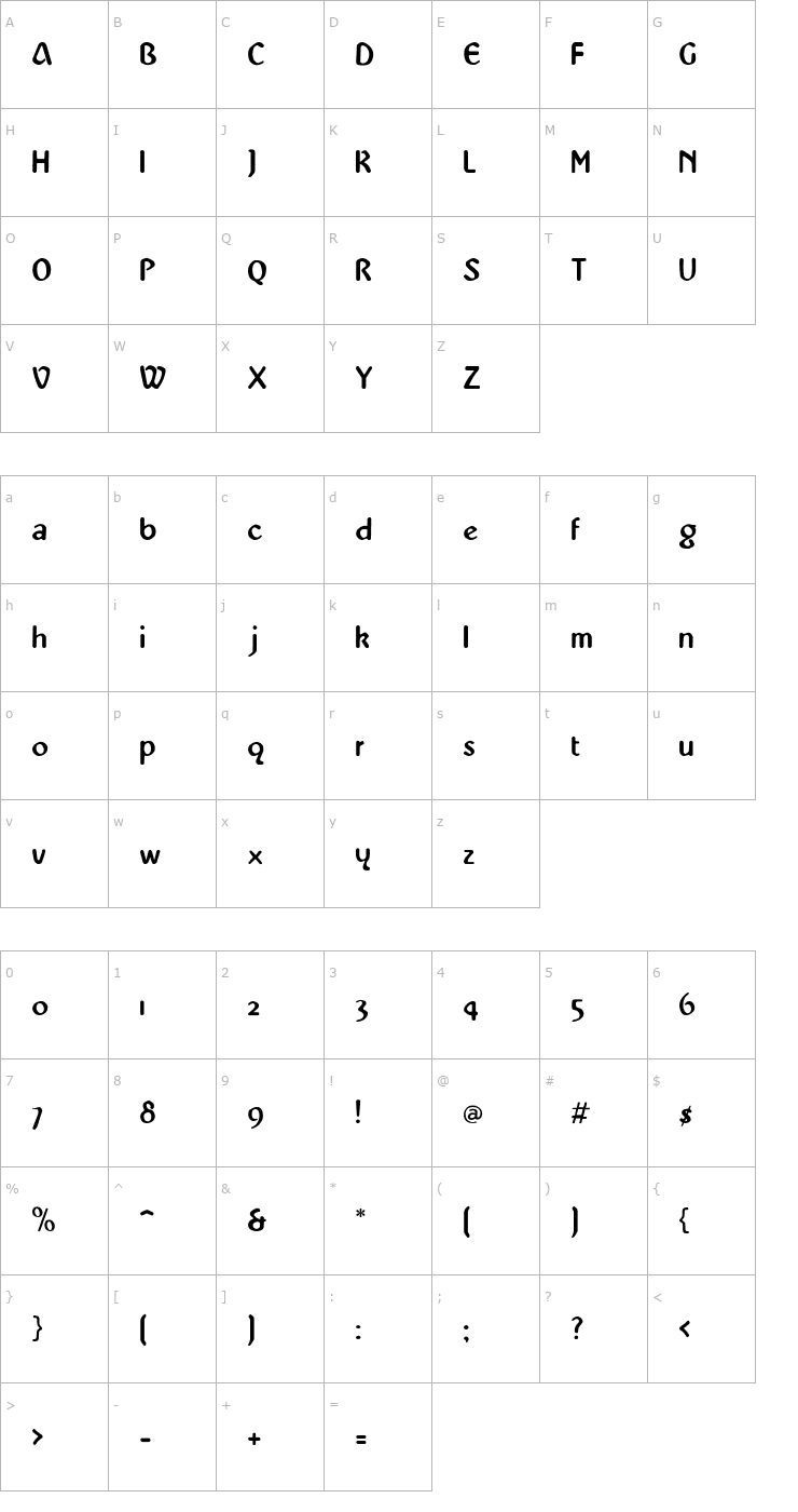 Character Map Abbey-Medium Font