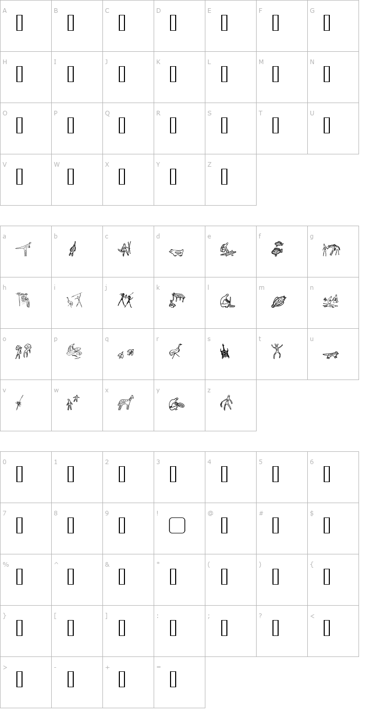 Character Map Aboriginebats One Font