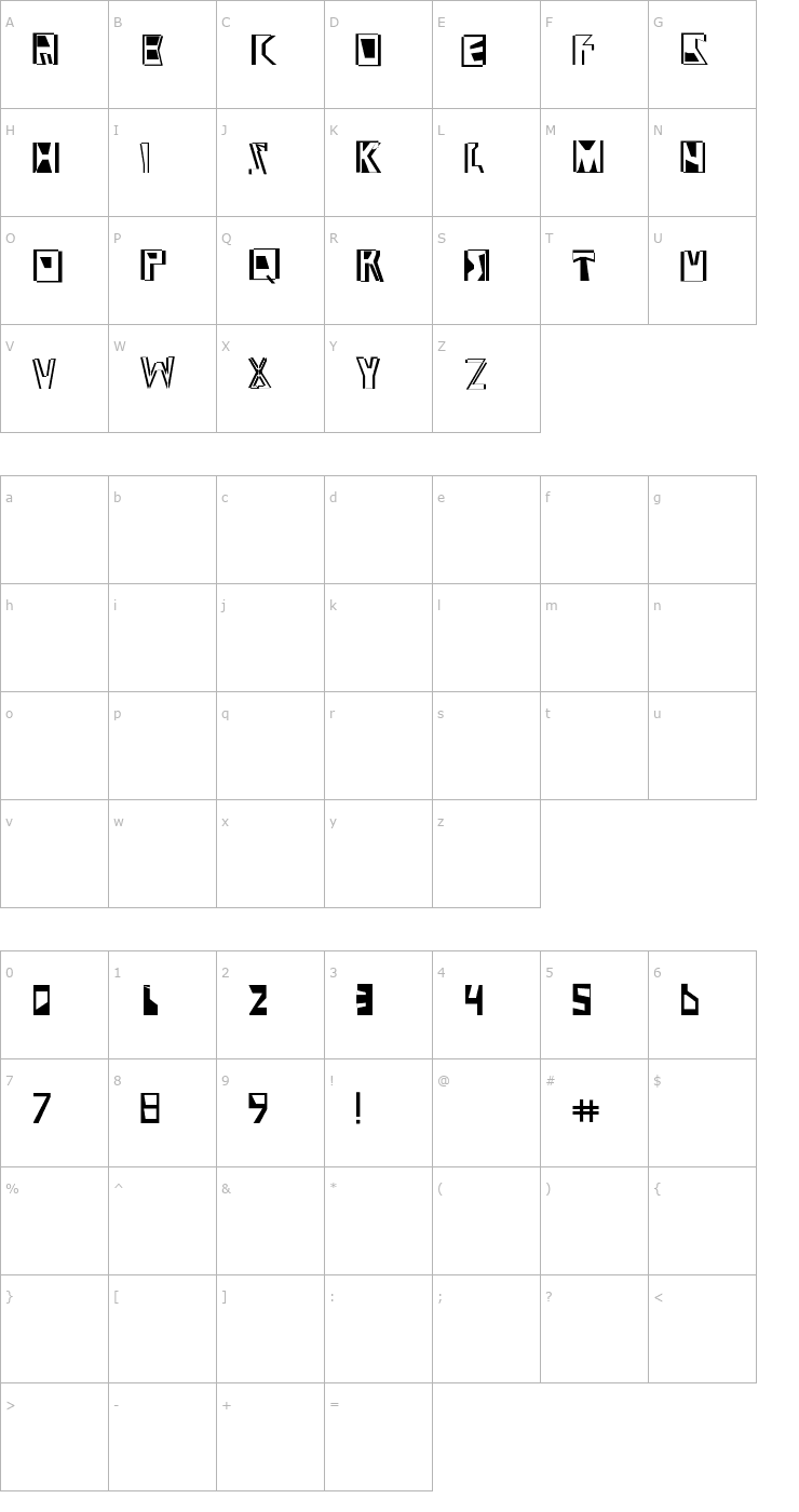 Character Map Abstract Abomination Font