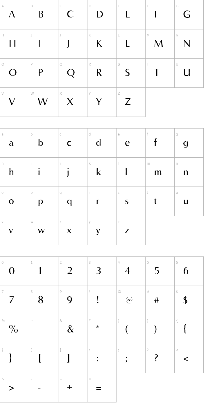 Character Map AccentGraphicMedium Font