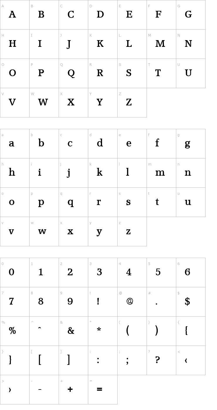 Character Map Accolade-Medium Font