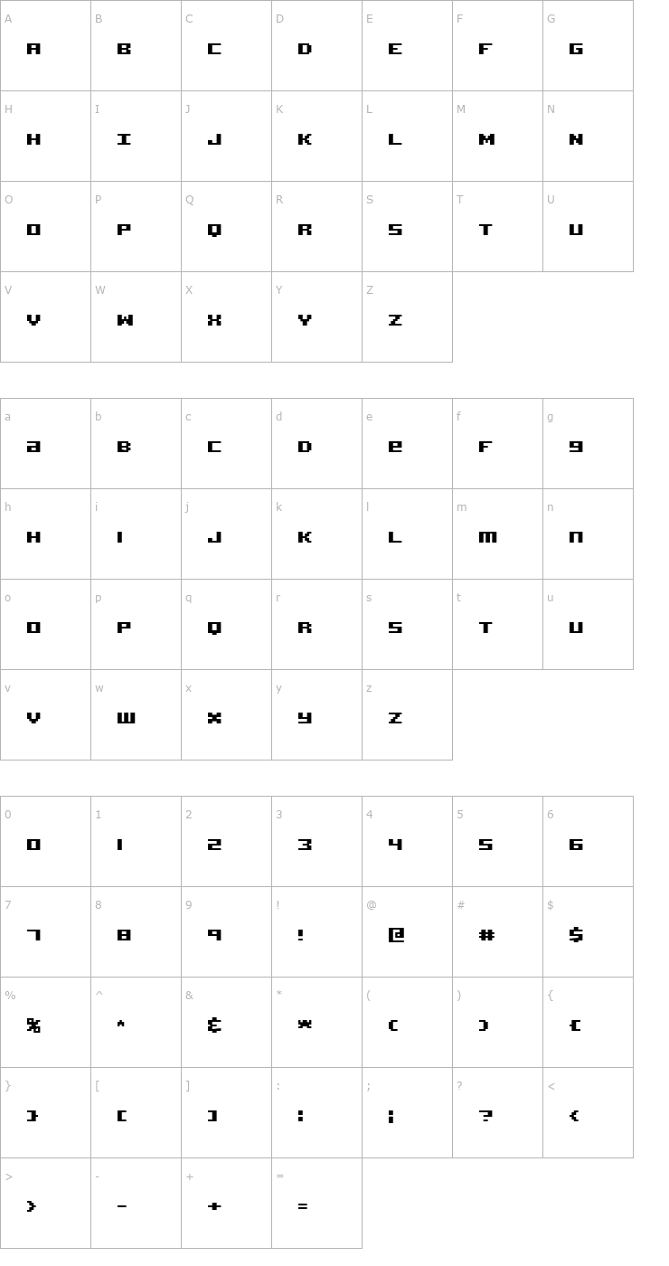 Character Map Acknowledge Font