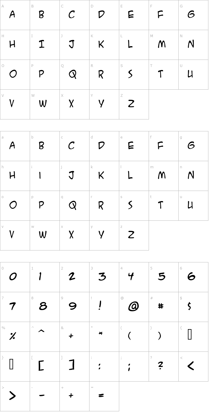 Character Map A.C.M.E. Secret Agent Font