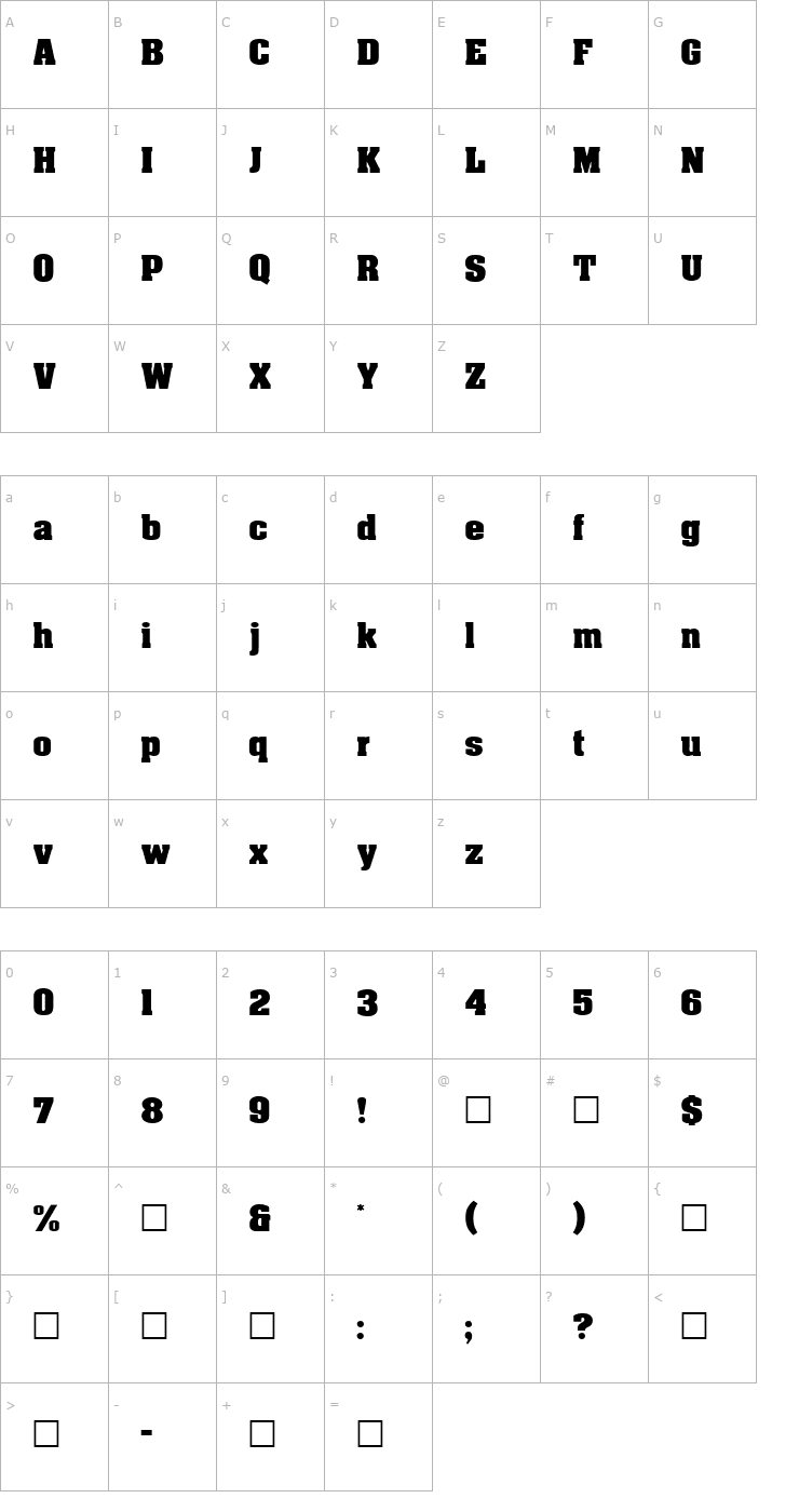 Character Map AcmeFont Regular Font