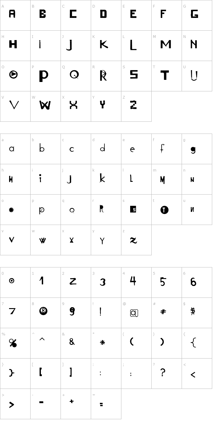 Character Map Acogessic Font