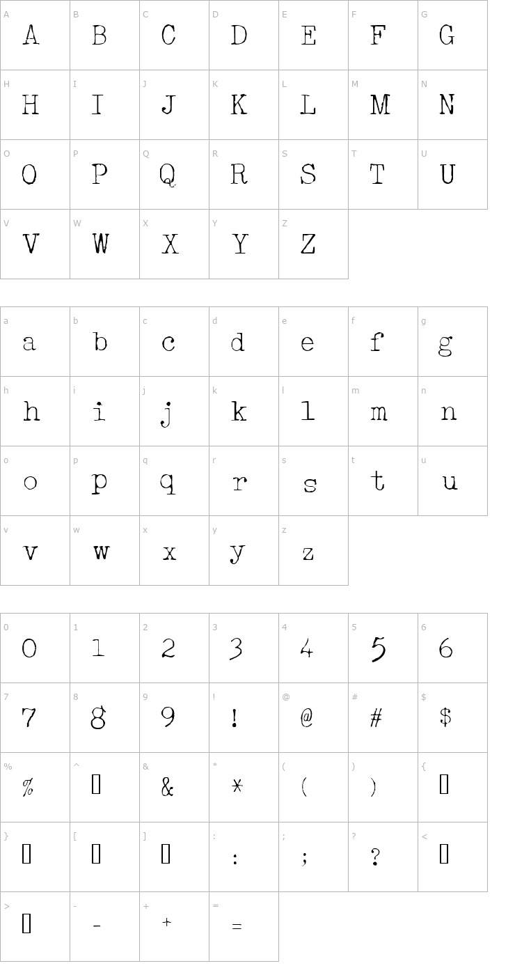 Character Map Acoustic Light Font