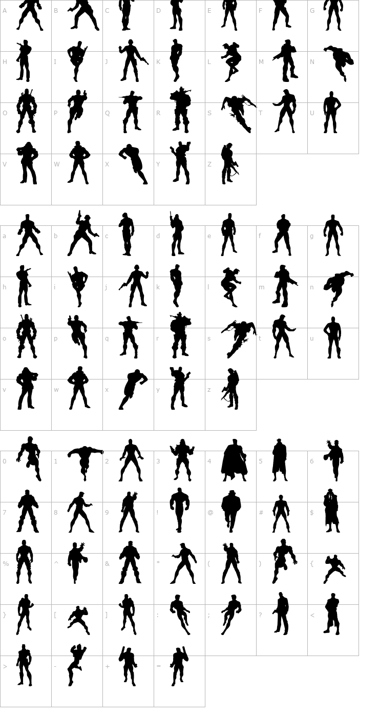 Character Map Action Men Font