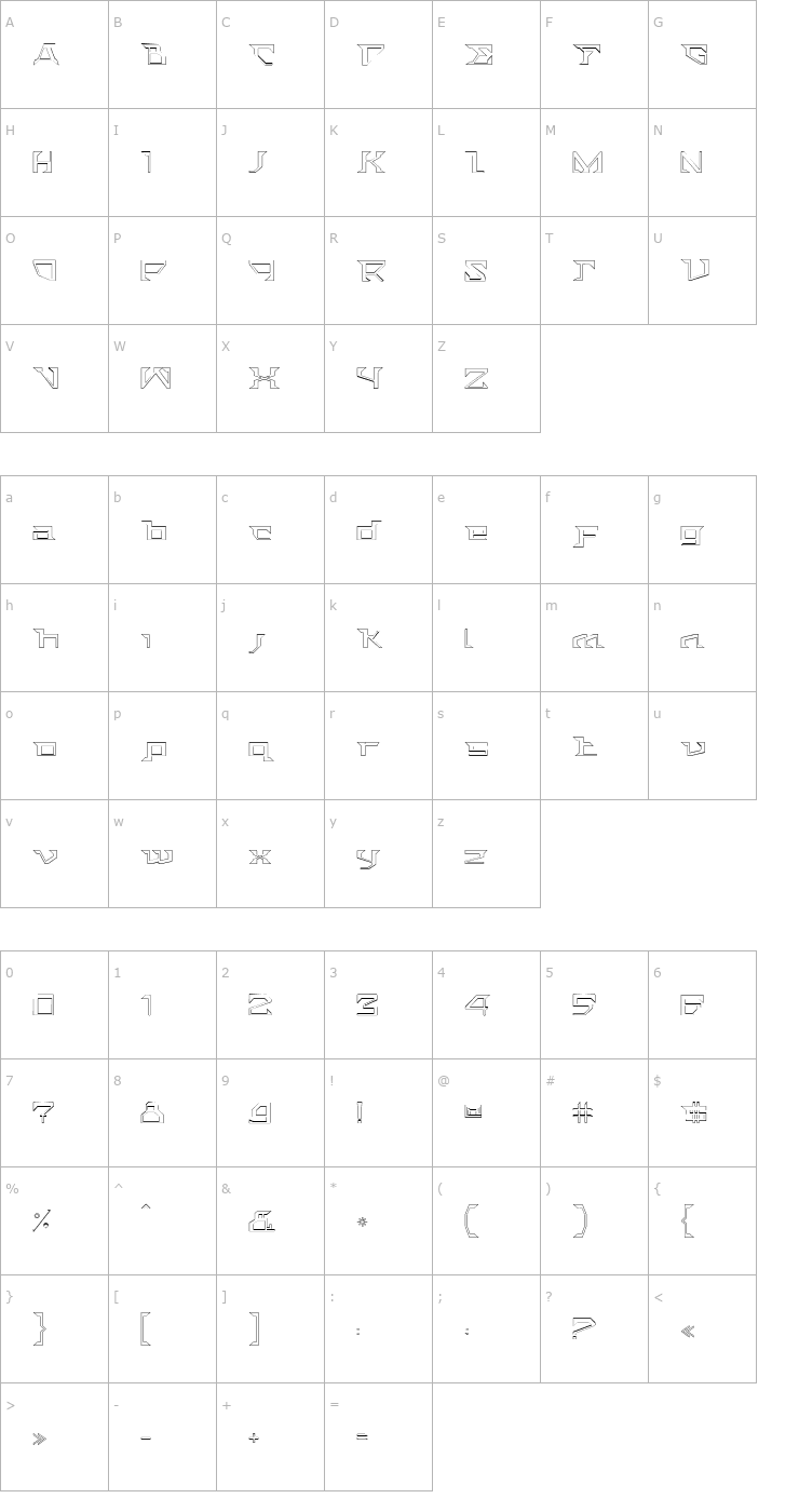 Character Map ACTSternOutline Font