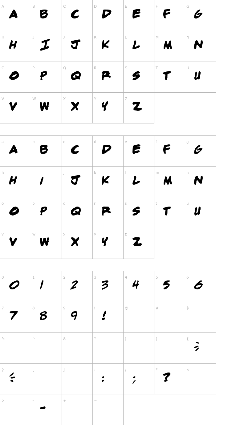 Character Map adam warren 0.2 Bold Font