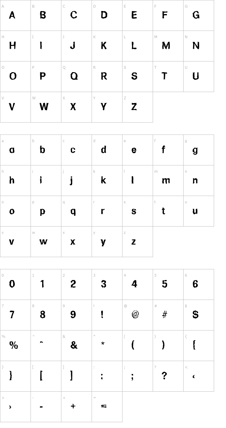 Character Map AdamBeckerRandom-Bold Font