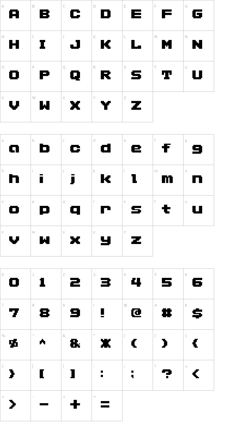 Character Map AddLGBitmap09 Font