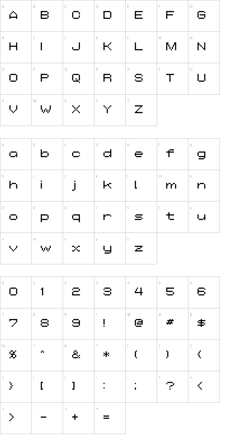 Character Map AddWBitmap09 Font