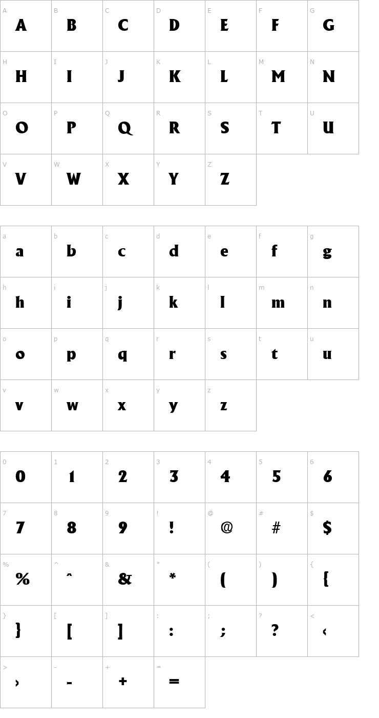 Character Map Adelon-ExtraBold Font