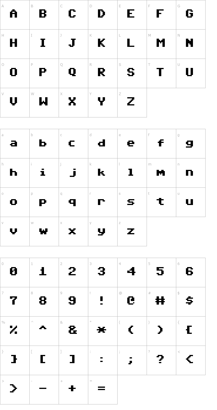 Character Map Adore 64 Font