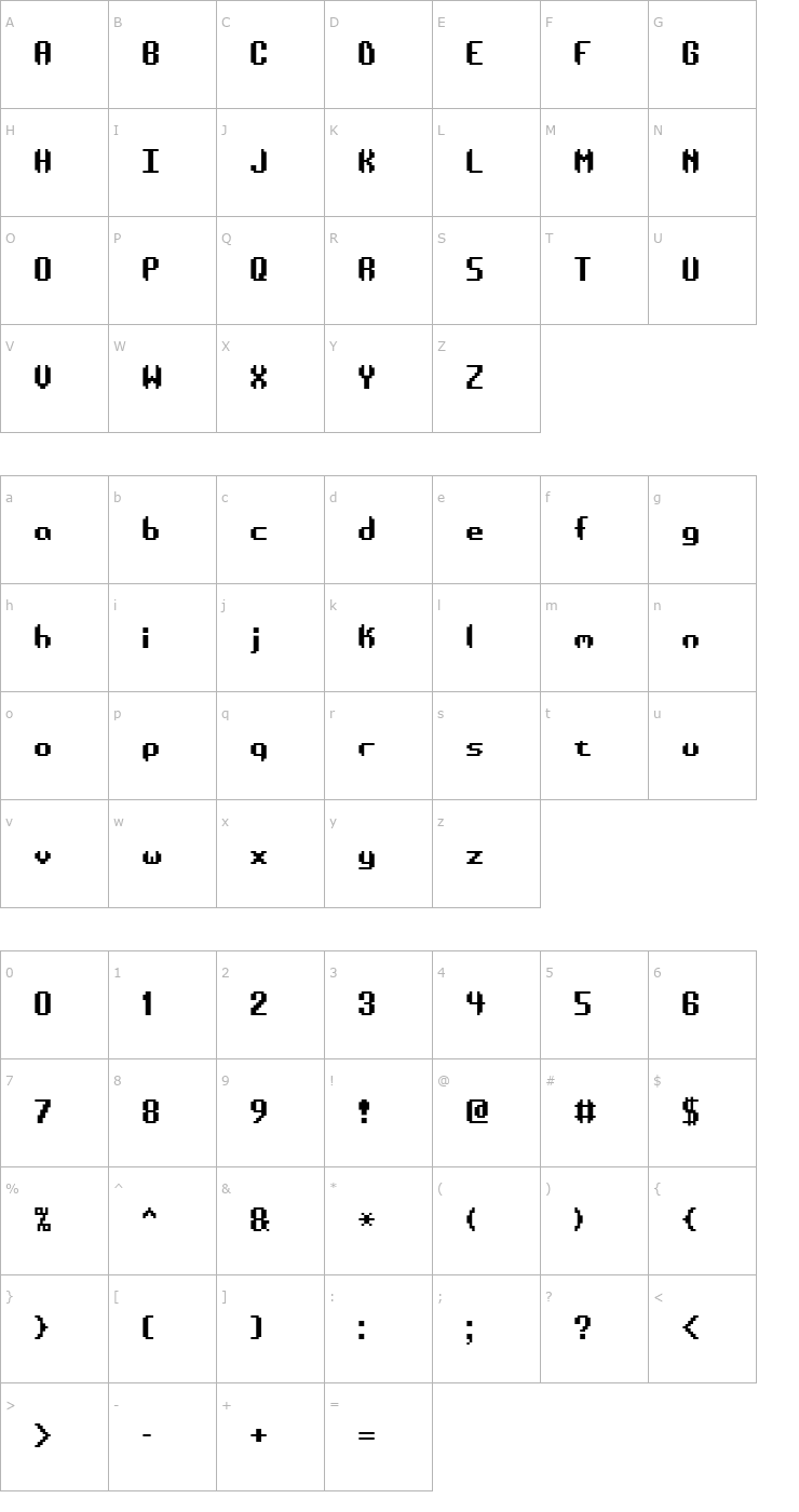 Character Map AE Systematic Font