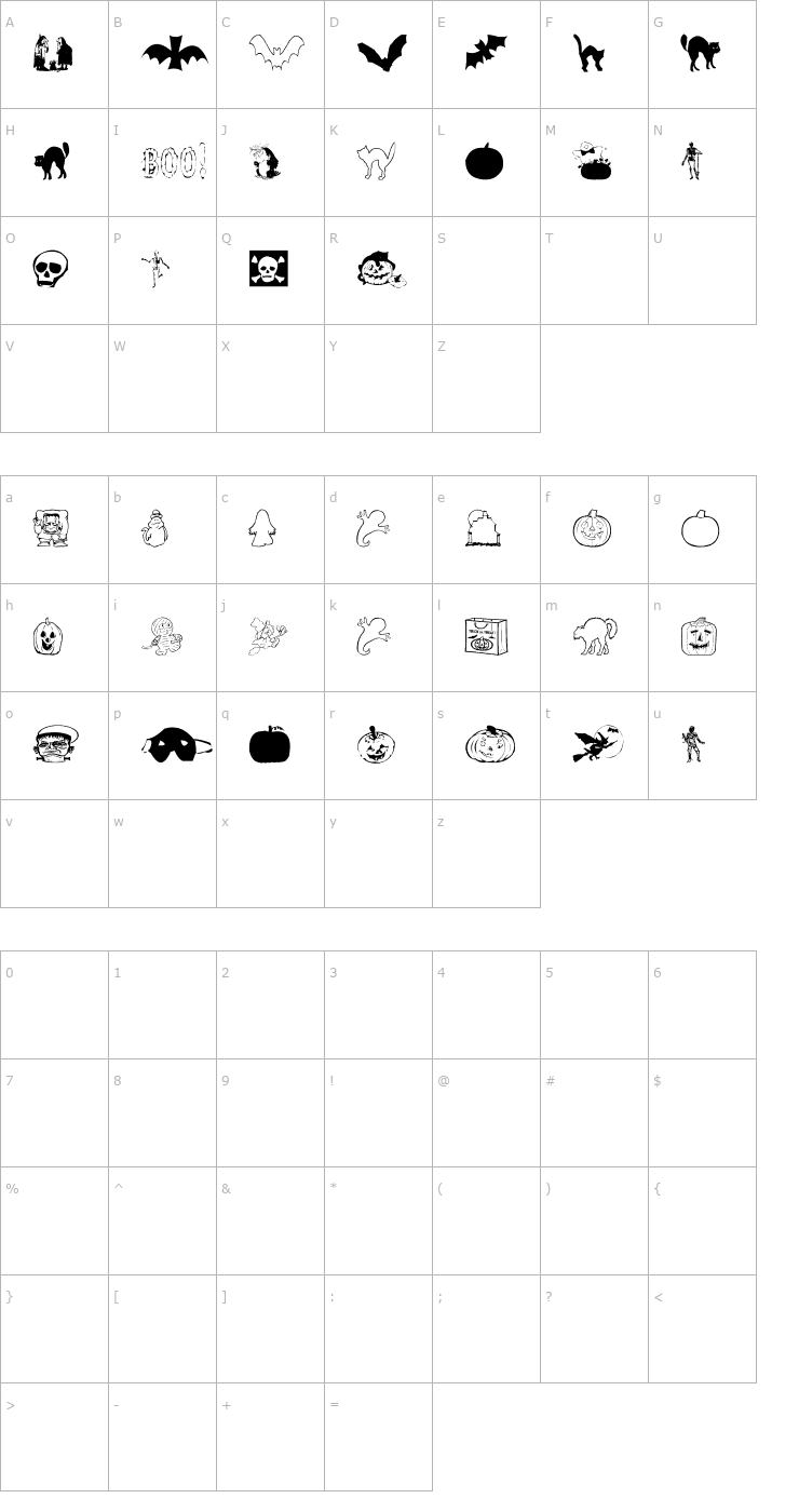 Character Map AEZ halloween dingbats Font