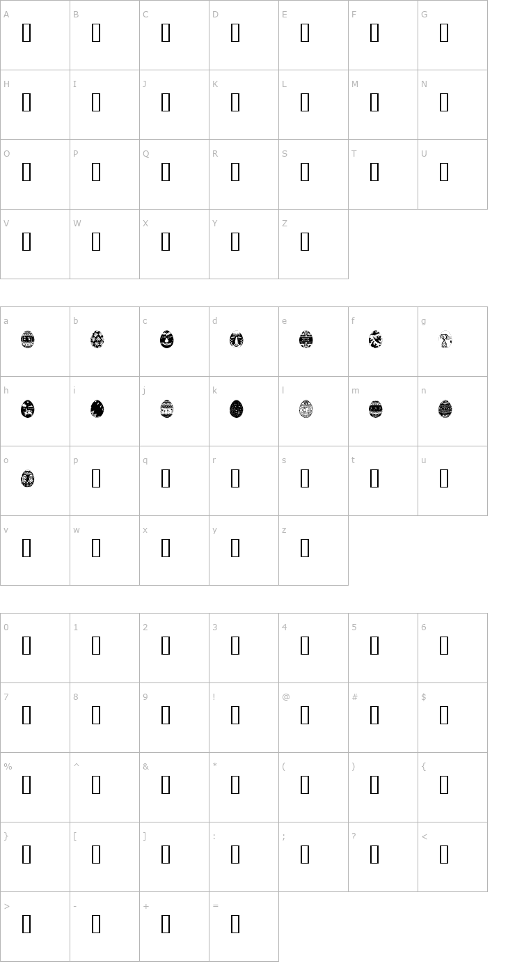 Character Map African Eggs Font