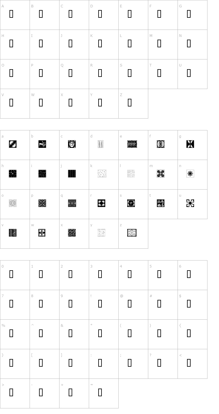 Character Map AfricanPattern Font