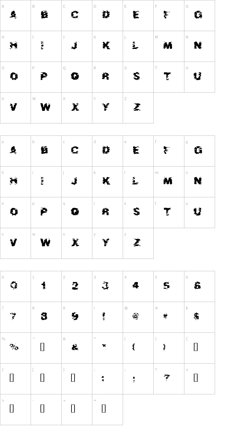 Character Map After Shock Font