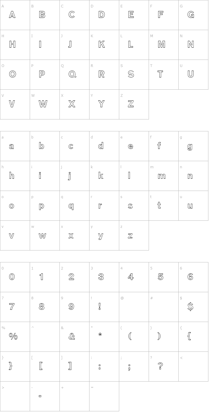 Character Map AG Old Face Bold Outline Font