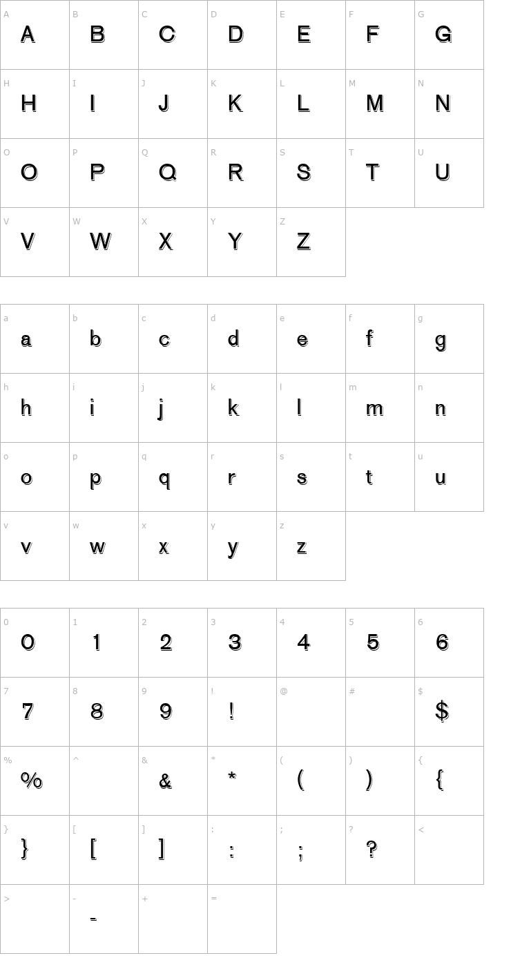 Character Map AG Old Face Shaded Font