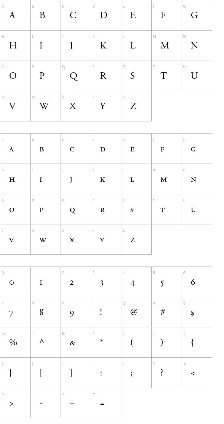 Character Map AGaramond-RegularSC Font