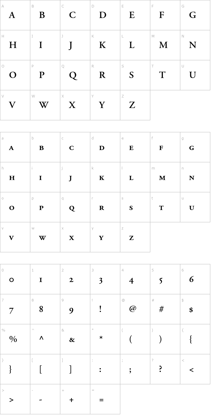 Character Map AGaramond-SemiboldSC Font