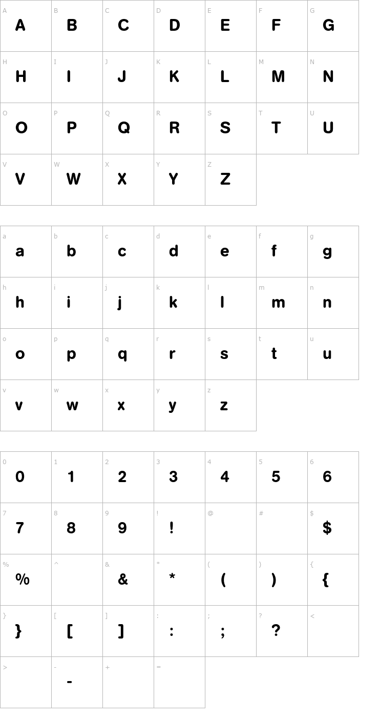 Character Map AGBookRounded-Medium Font