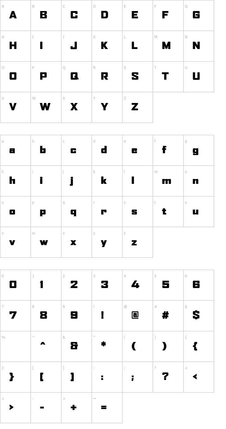 Character Map AgencyFB-BlackWide Font