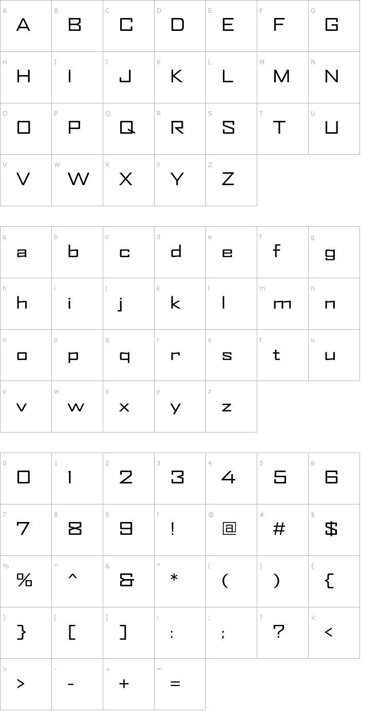 Character Map AgencyFBExt Font