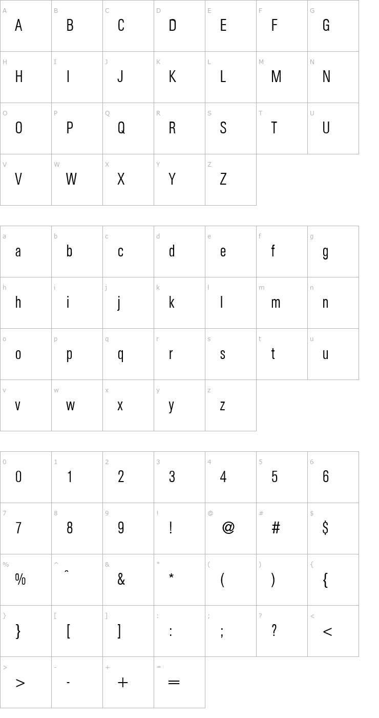 Character Map AgentCLight Normal Font