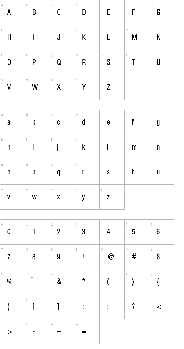 Character Map AgentConDB Normal Font