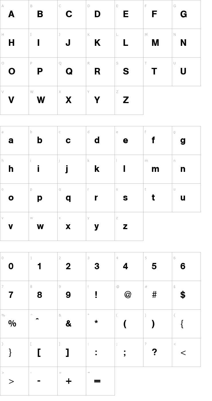 Character Map AgentMedDB Normal Font