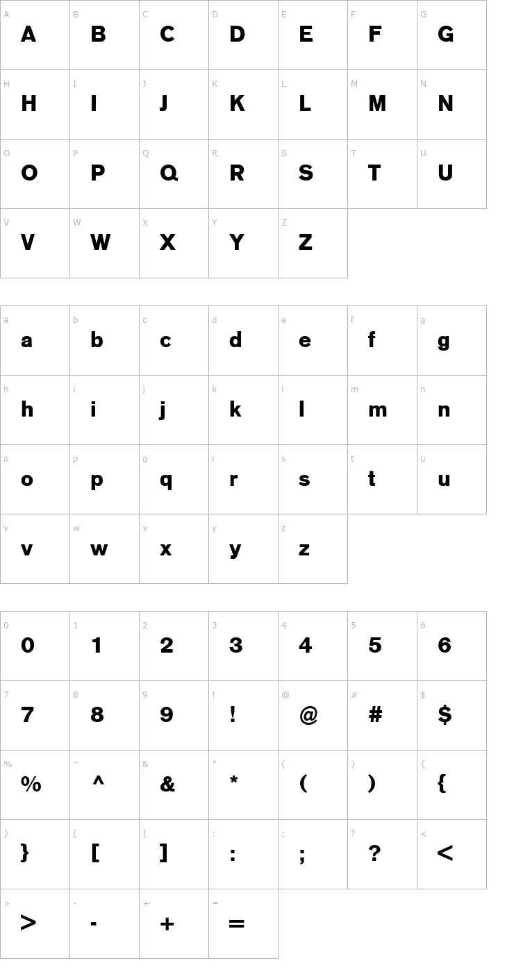 Character Map AGOldFace-Bold Font