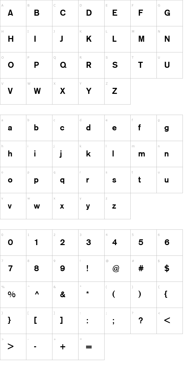 Character Map AGOldFace-Medium Font