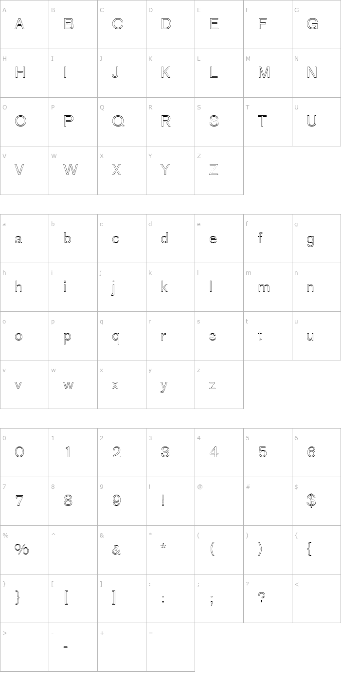 Character Map AGOldFace Outline Font