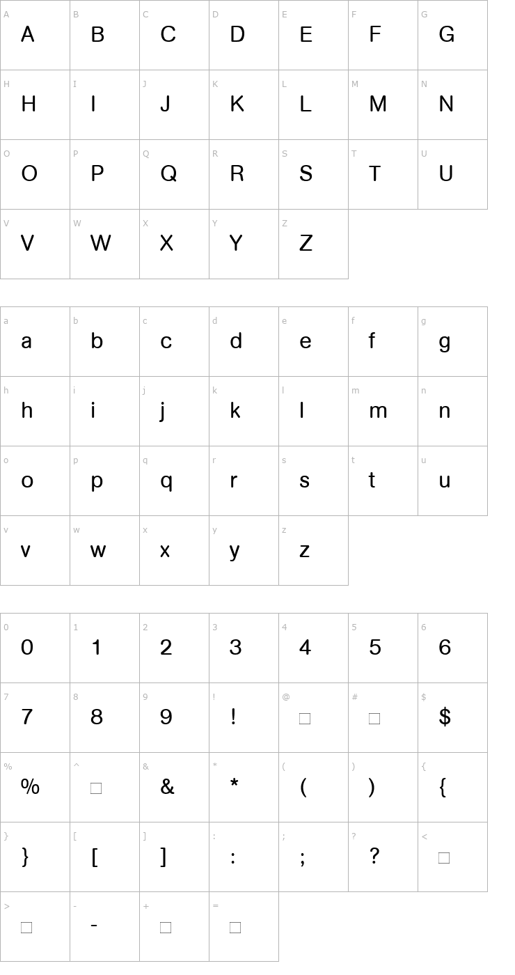 Character Map AGRounded-Book Font