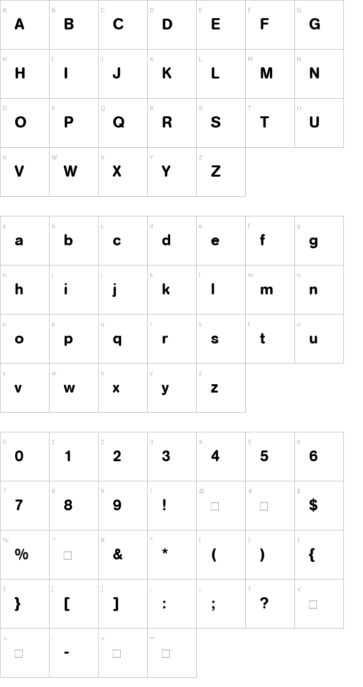 Character Map AGRoundedMedium-Book Font