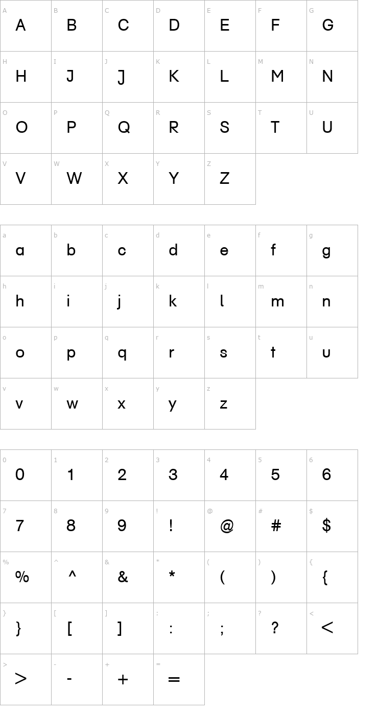 Character Map AGSchoolbook-Book Font