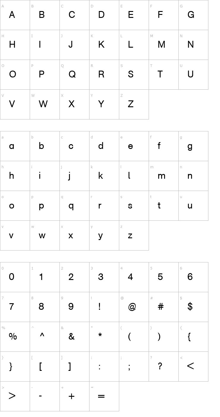 Character Map AGSchoolbookA-Book Font