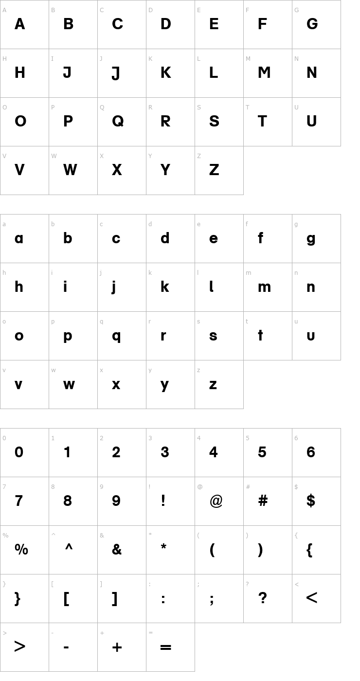 Character Map AGSchoolbookMedium-Book Font