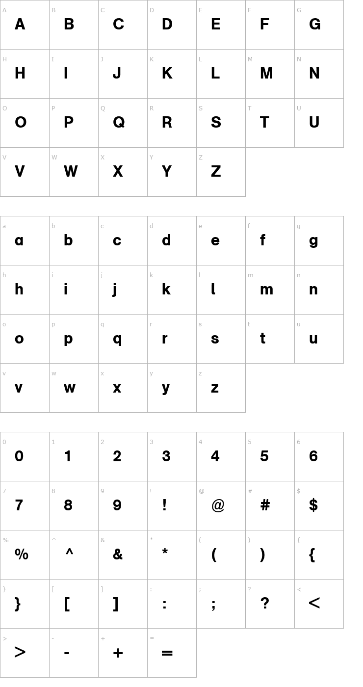 Character Map AGSchoolbookMediumA-Book Font