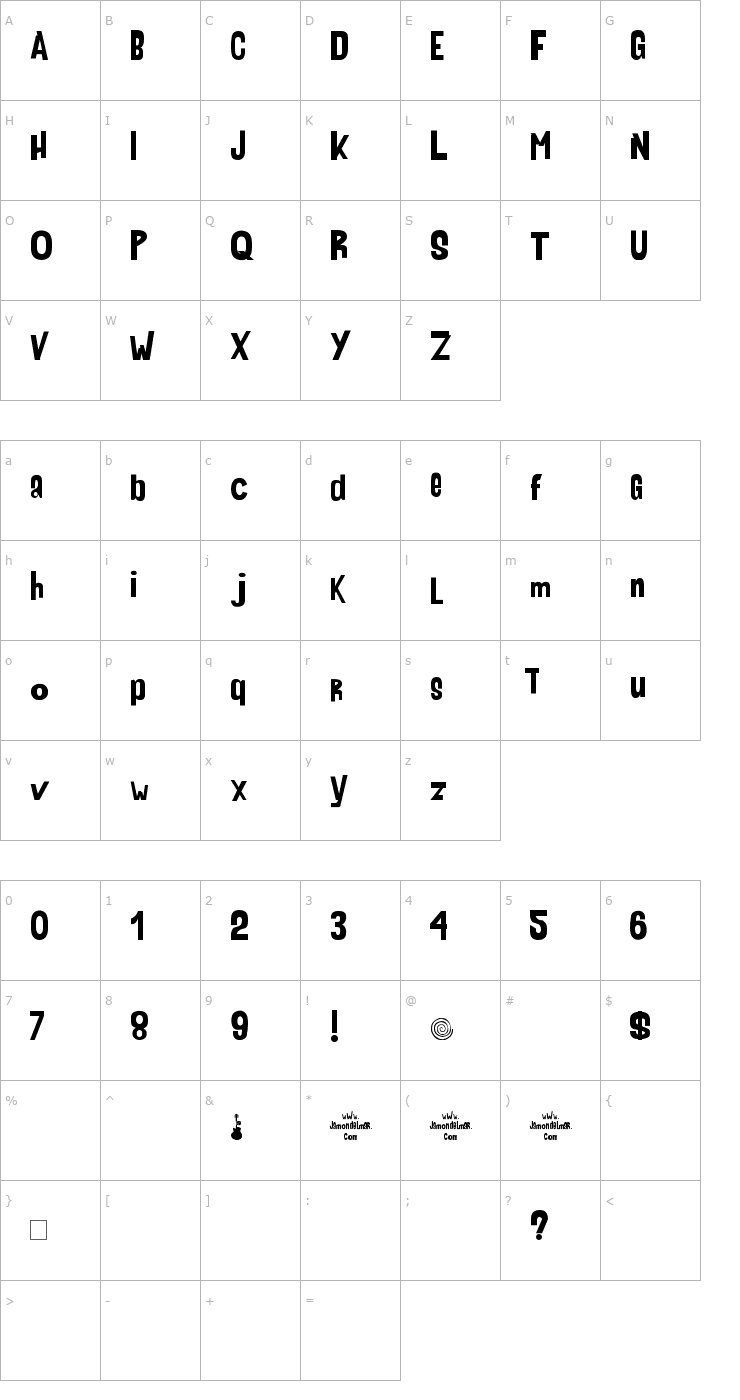 Character Map AHDN Font