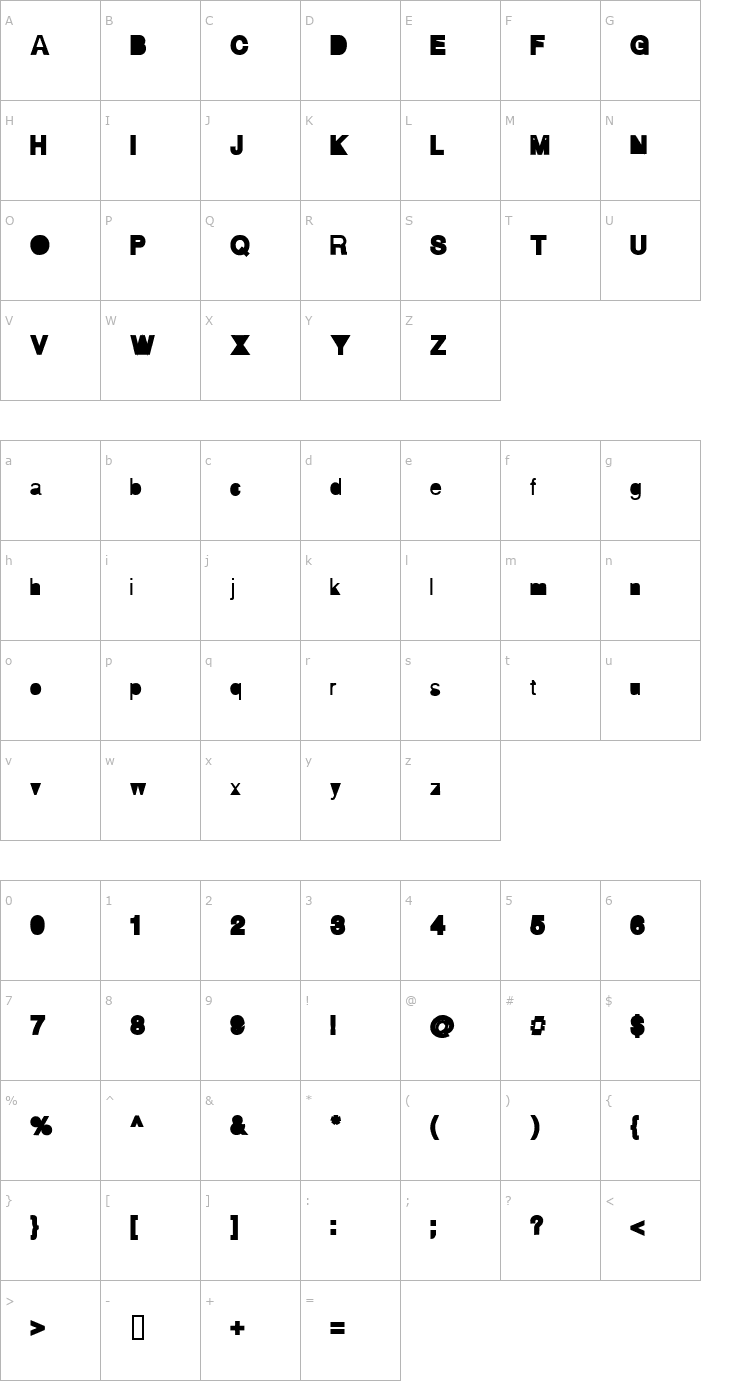 Character Map AI Hellvertigo Font