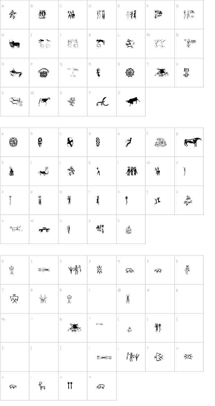 Character Map AIBeforeTheAlphabetI Font