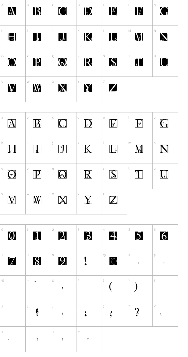 Character Map AIClassicalsBPlus Font