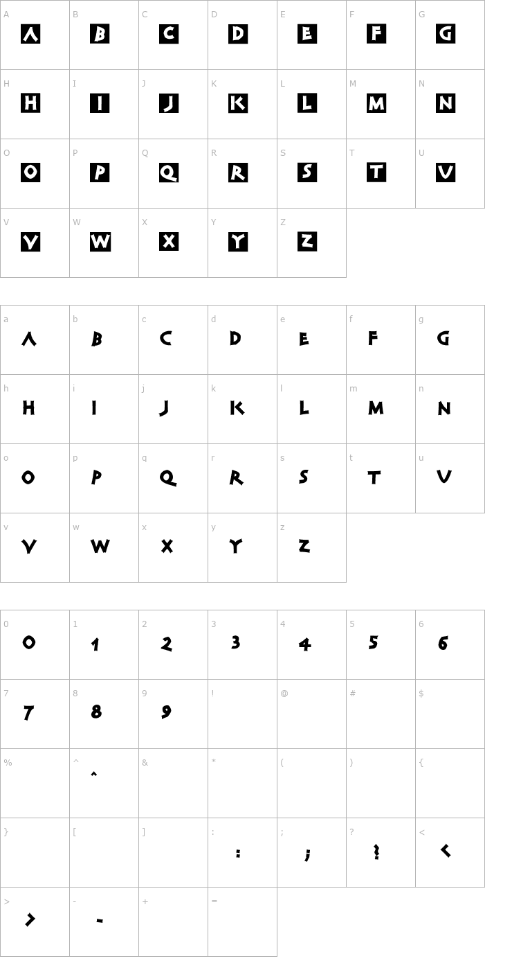 Character Map AIClassiCapsBlack Font