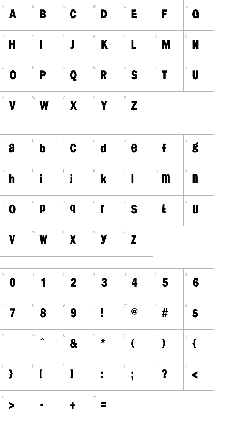 Character Map AIFranklySpoken Font