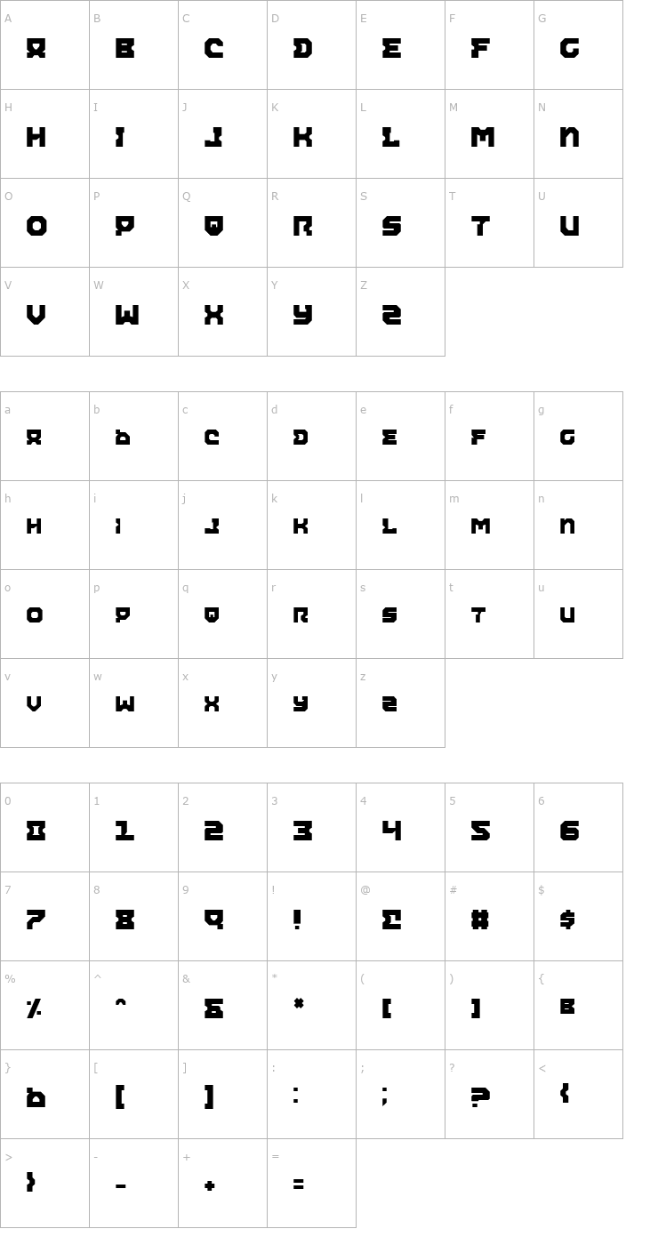 Character Map Airacobra Alt Font